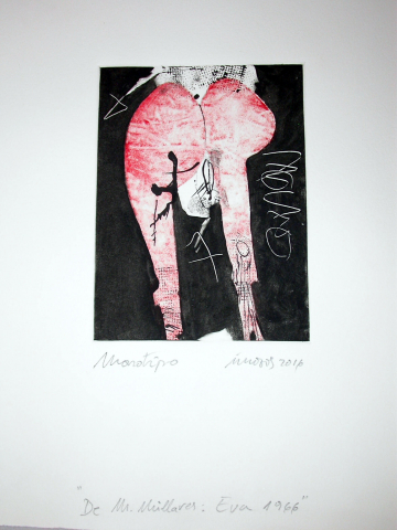 Monotipo Millares2: Eva1 - 2016 - Plancha 16x12cm - Papel 250gr. Canson Guarro  -VENDIDO - VENDIDO- VENDIDO